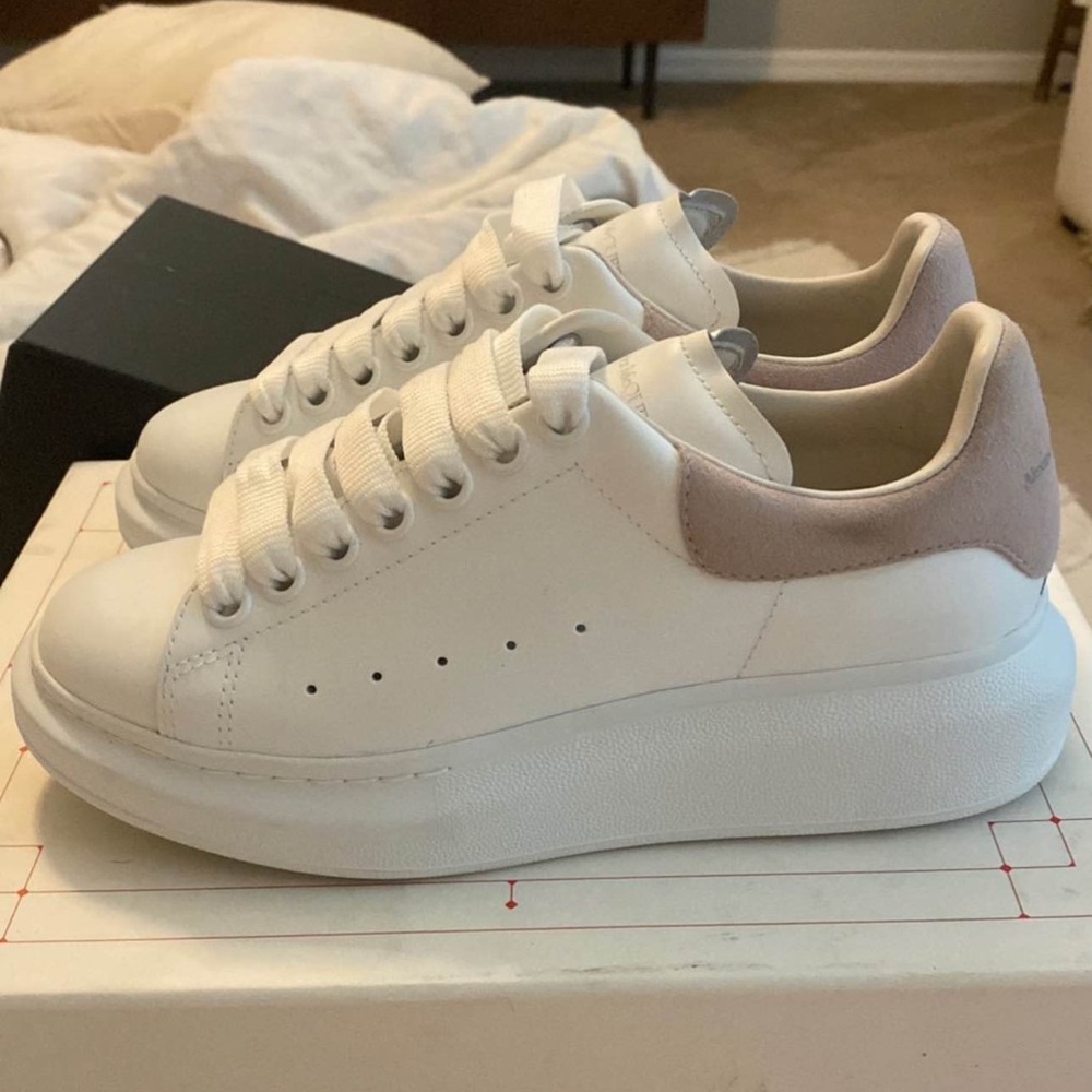 Alexander McQueen White Sneakers with Pink Heel